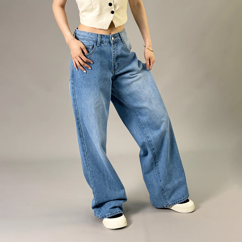 Penny ג'ינס וינטג' רחב גבוה מותן