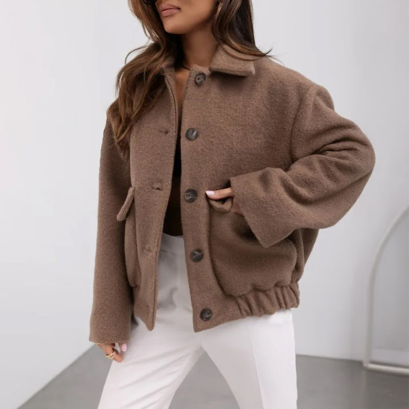 Caspar מעיל צמר קצר בסגנון קז'ואל