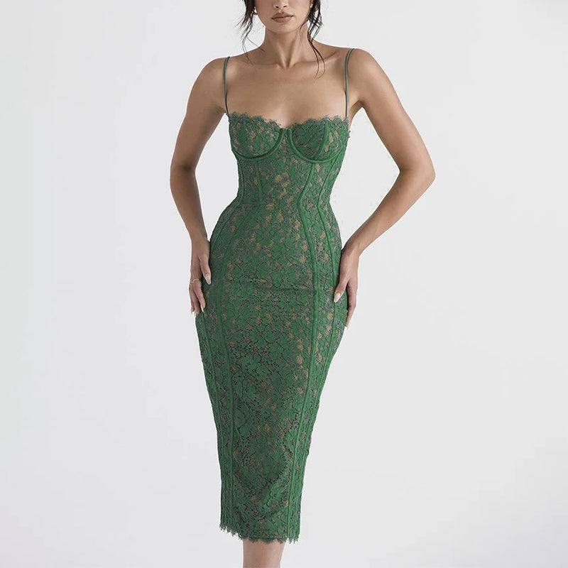 Rhodri שמלת מידי תחרה מחטבת Outlet