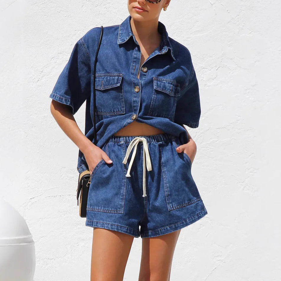 Perez סט ג'ינס קייצי עם כיסים