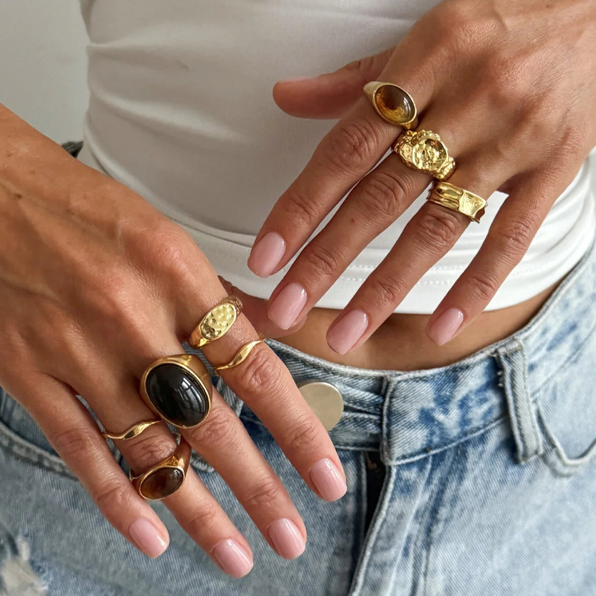 Calira סט טבעות אבני חן