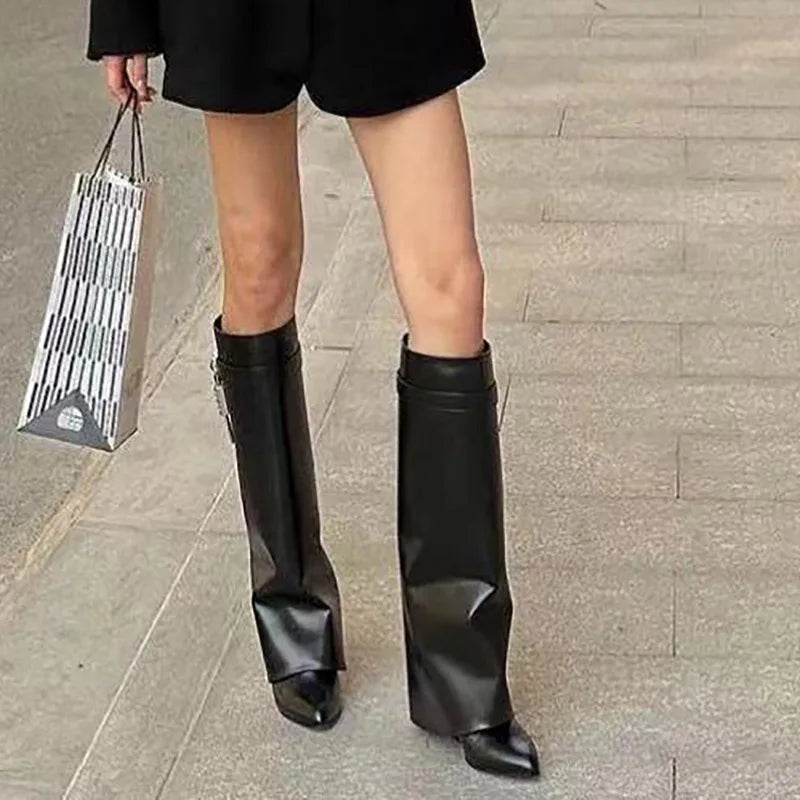 Terry מגפי ברך אופנתיים רטרו אלגנטי