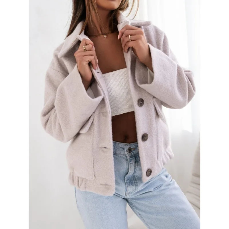 Caspar מעיל צמר קצר בסגנון קז'ואל