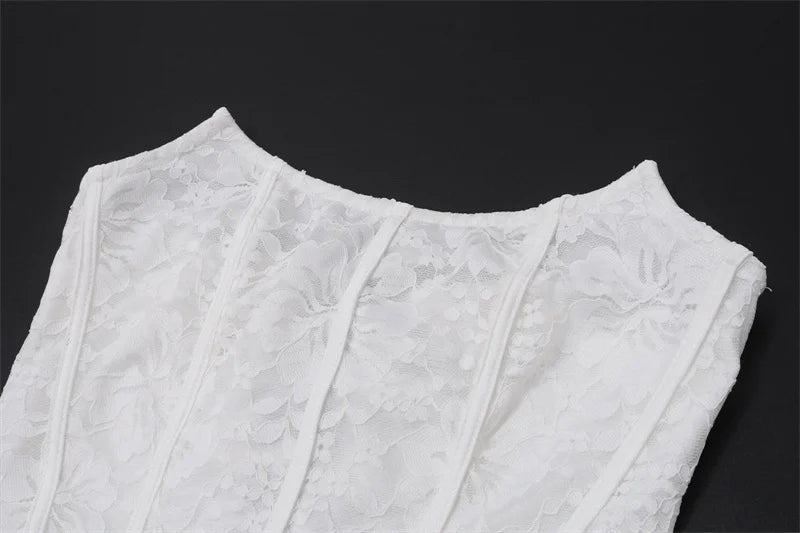 Lynn שמלת מיני לבנה תחרה