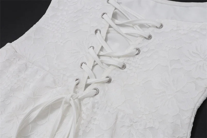 Lynn שמלת מיני לבנה תחרה