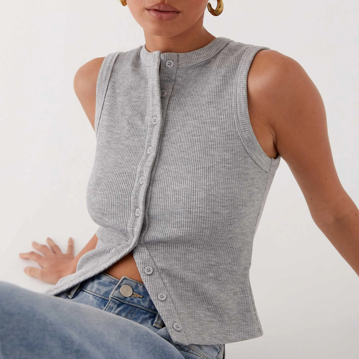 Luke גופיית קרופ עם כפתורים