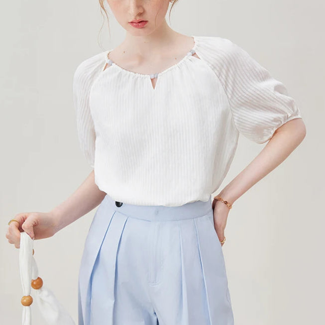 Matilda חולצה קיצית בעיצוב חלול בצוואר