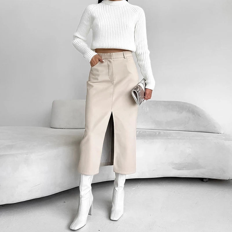 Diana חצאית מידי עור מלאכותי