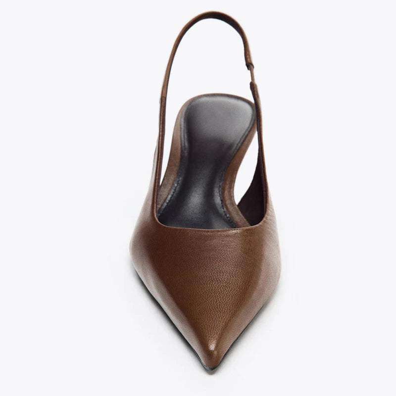 Milo נעלי עקב מחודדות מעור חום