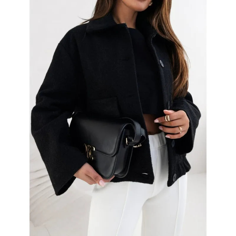 Caspar מעיל צמר קצר בסגנון קז'ואל