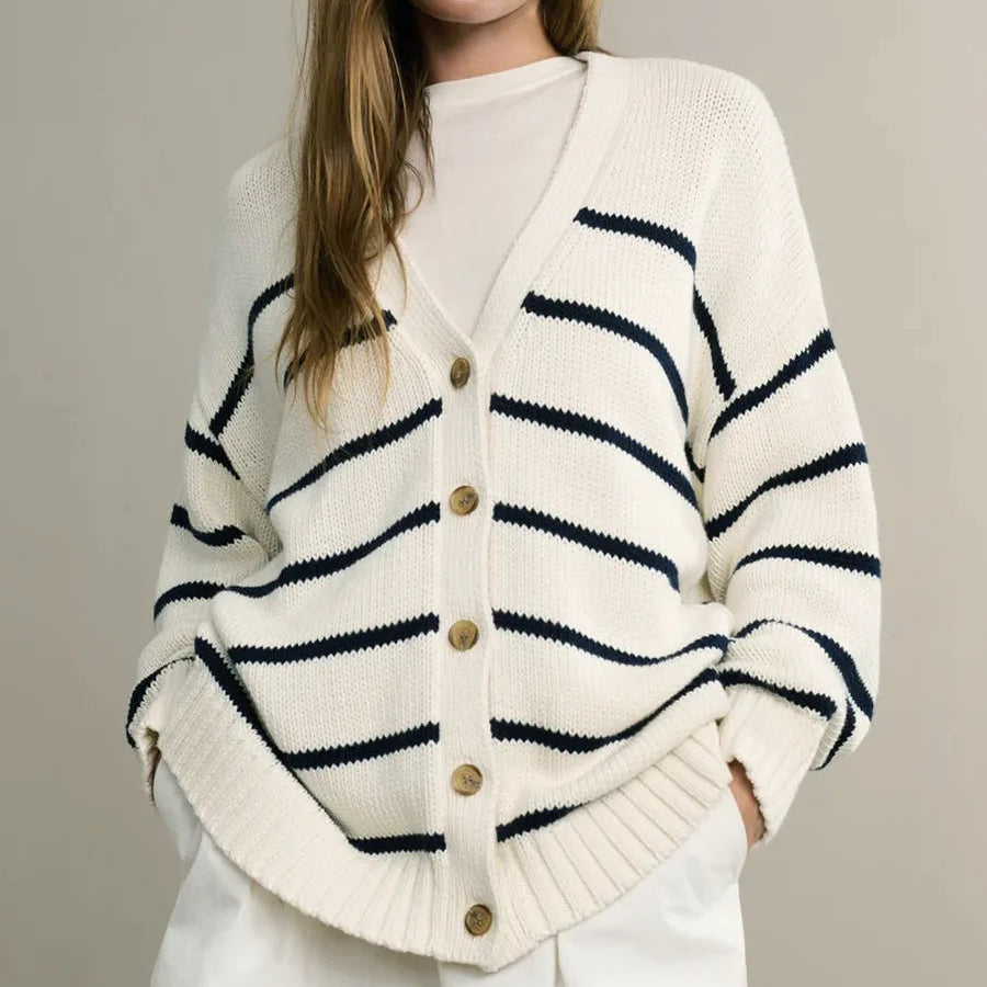 Lacey קרדיגן פסים עבה בגזרה רחבה