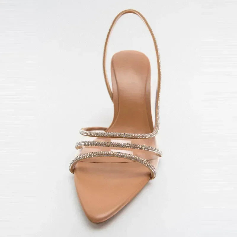 Kaitlin נעלי עקב שקופות רצועות יהלומים
