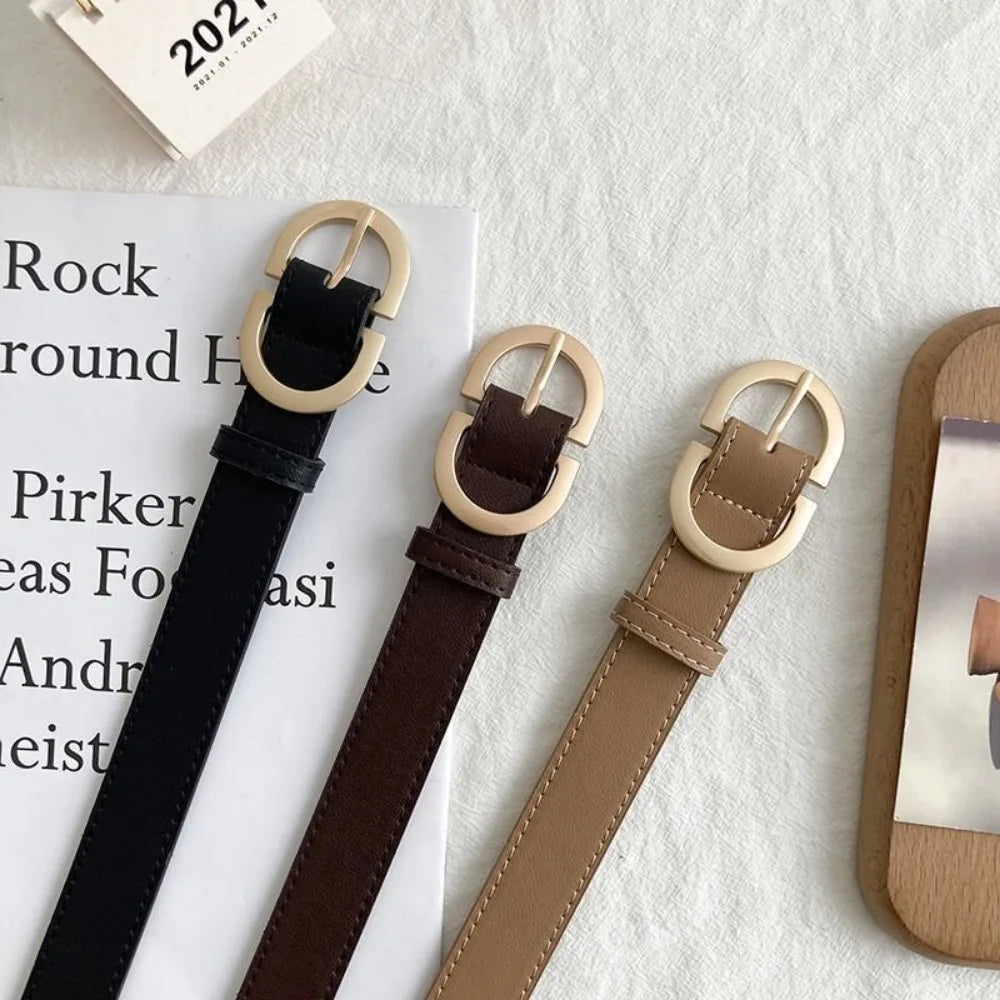 Coffey חגורת נשים קלאסית עם אבזם עגול