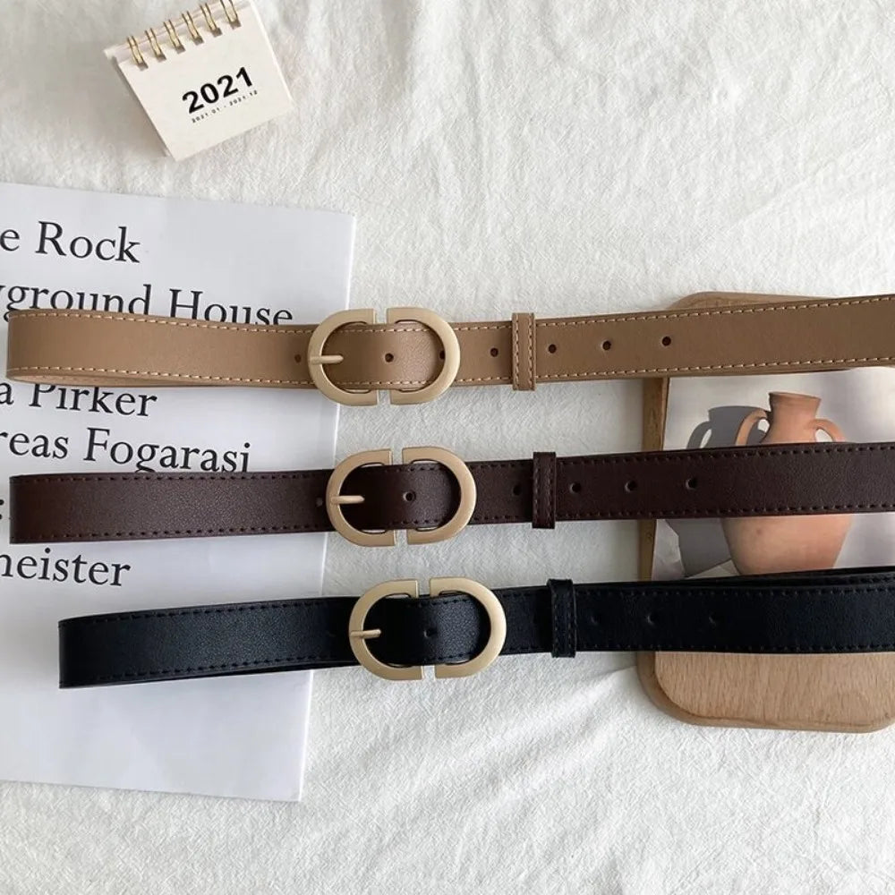 Coffey חגורת נשים קלאסית עם אבזם עגול