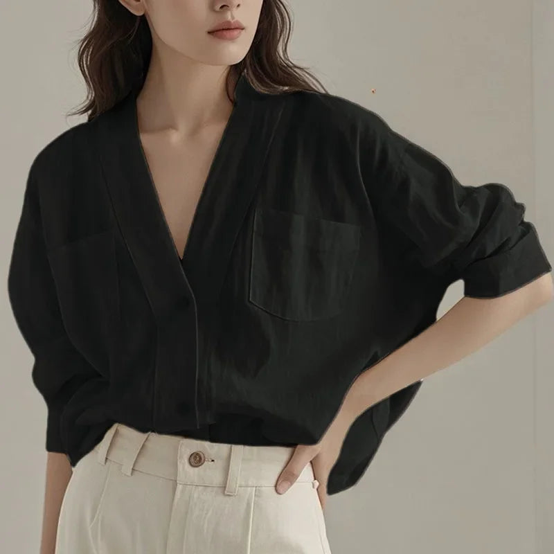 Marco חולצת כותנה לבנה עם כפתורים