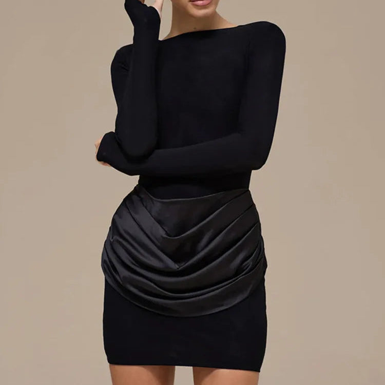 Greta שמלת מיני סאטן וכיווצים Outlet