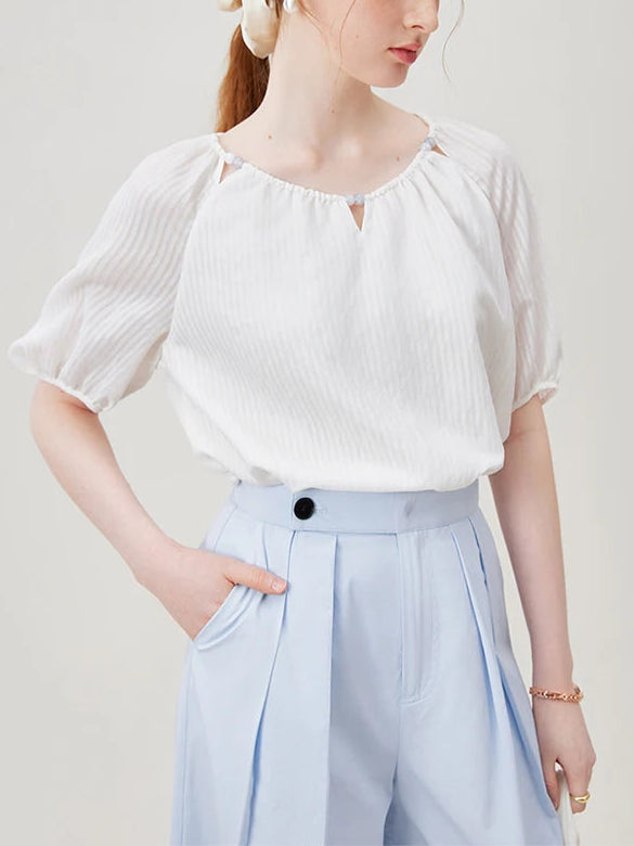 Matilda חולצה קיצית בעיצוב חלול בצוואר