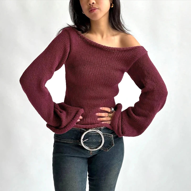 Elmer סוודר יין כתף חשופה