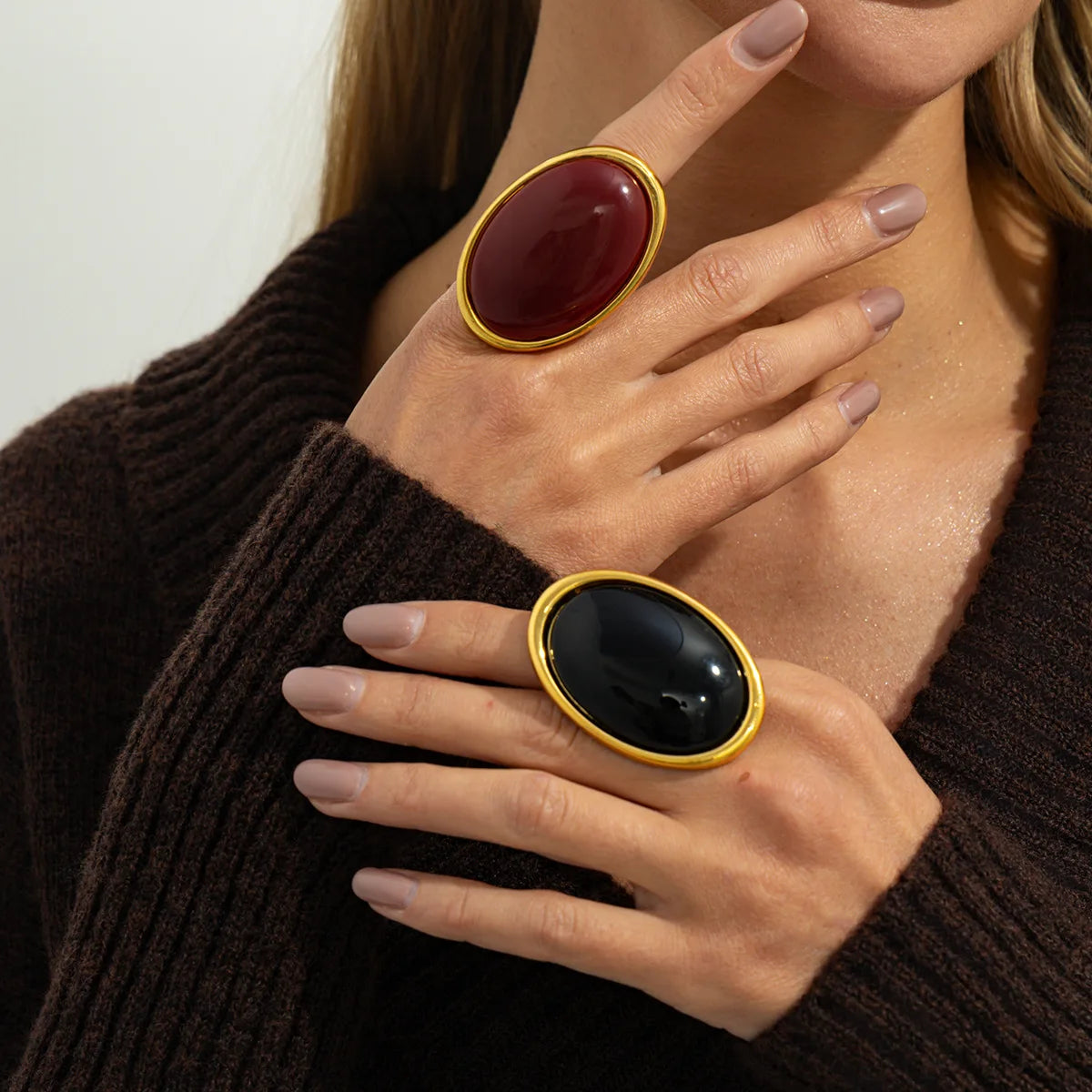 טבעת סטייטמנט אובלית Zerra