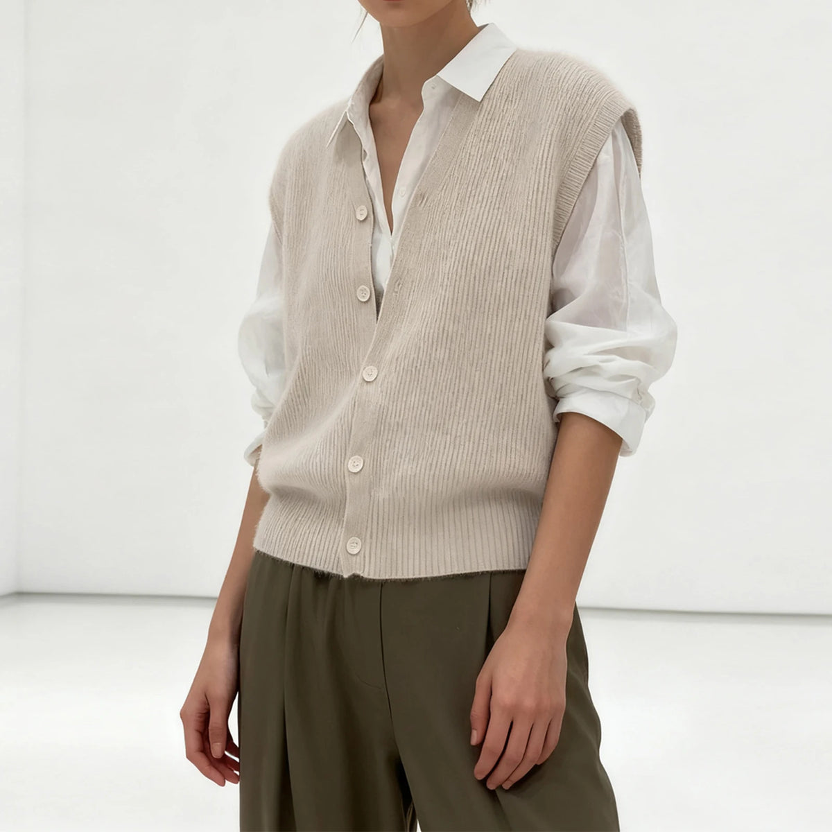 Briony וסט סרוג עם כפתורים