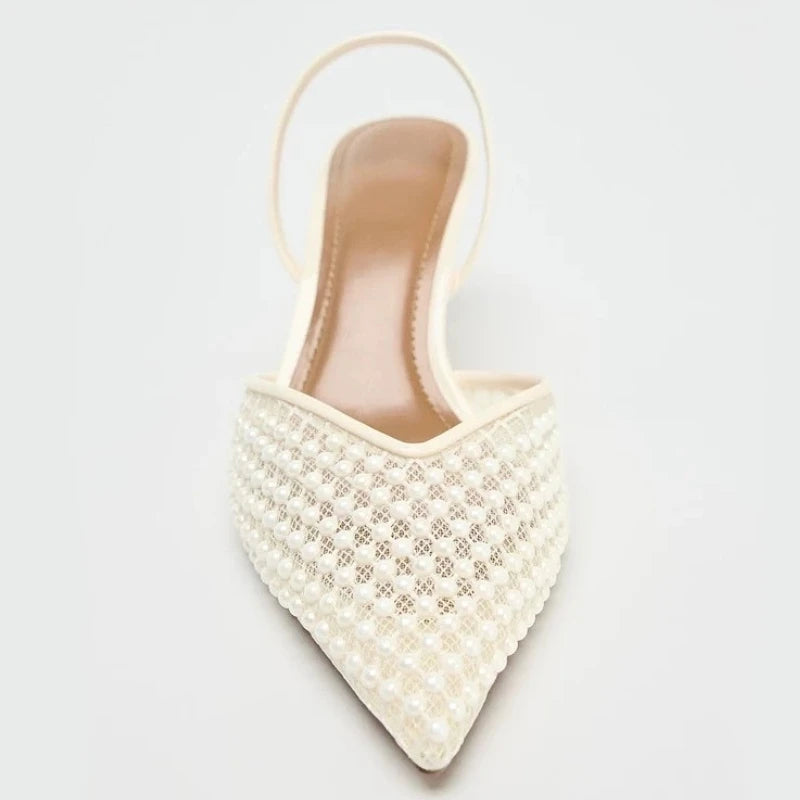 Mari סנדלי עקב עם רשת חרוזים סלינגבק