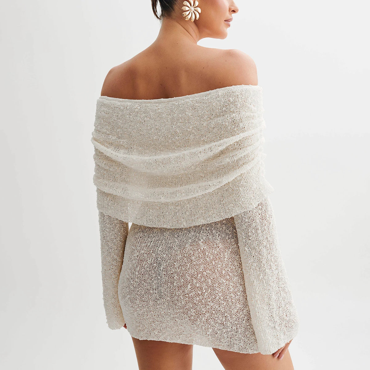 Todd שמלת מיני סרוגה אוף שולדר