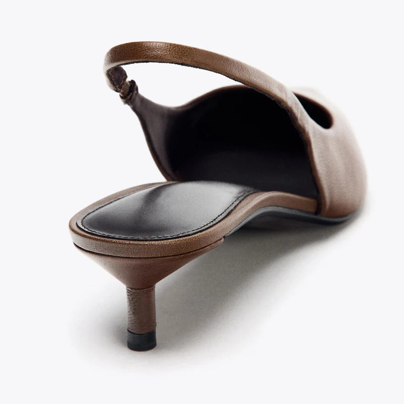 Milo נעלי עקב מחודדות מעור חום