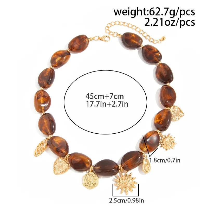 Solara שרשרת אבני טייגר איי עם תליונים