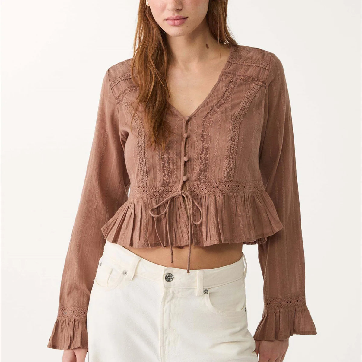 Myla חולצת תחרה קצרה עם כפתורים