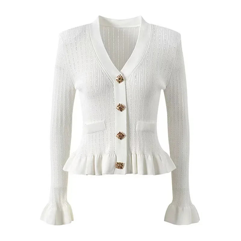 Paula קרדיגן סרוג אלגנטי עם כפתורי זהב