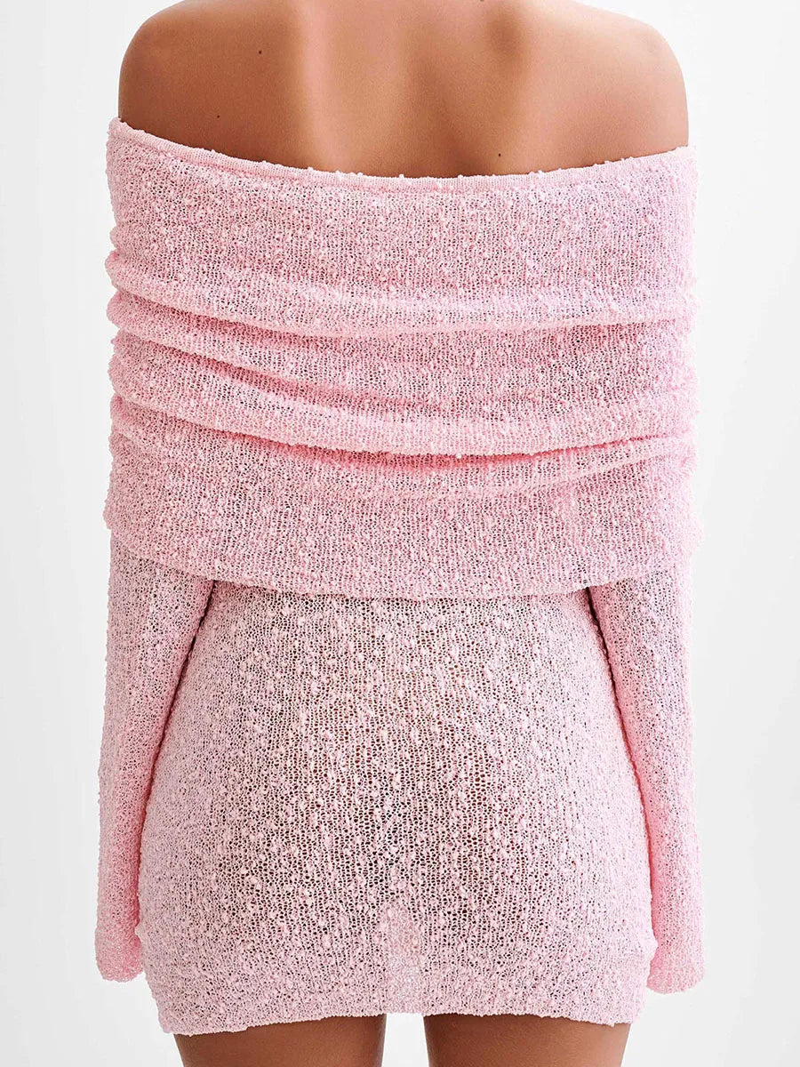 Todd שמלת מיני סרוגה אוף שולדר