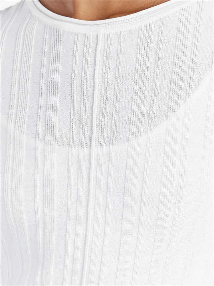 Keaton שמלת מקסי סרוגה צמודה עם שרוול ארוך