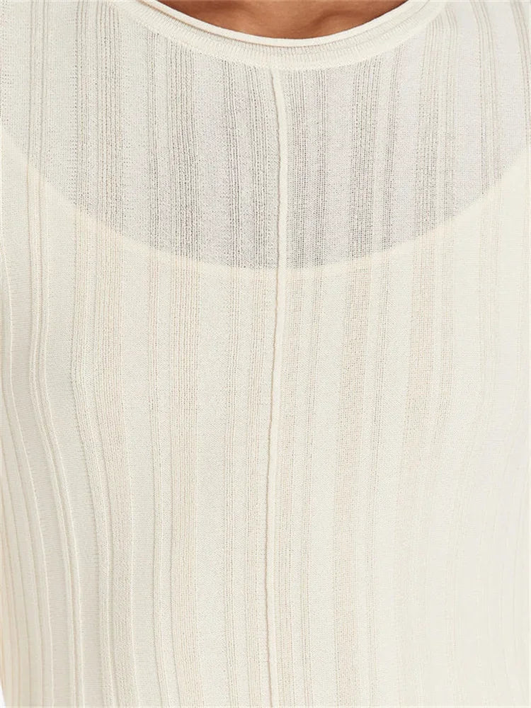 Keaton שמלת מקסי סרוגה צמודה עם שרוול ארוך