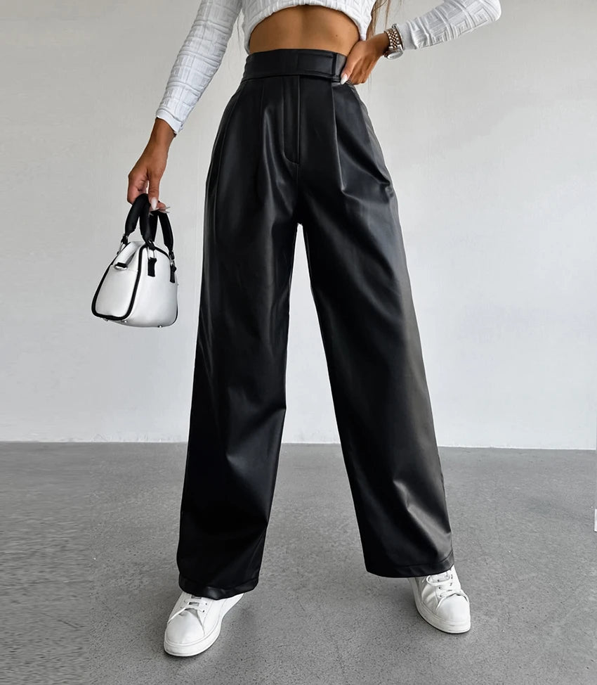 Lily מכנסיים ארוכים דמוי עור