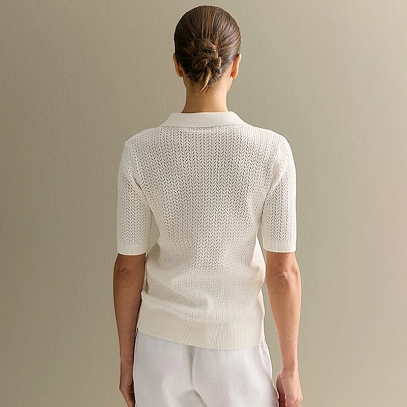 Ross חולצת סריג קייצית עם צווארון