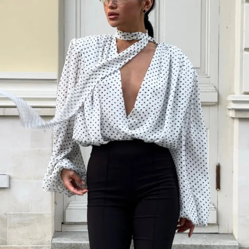 Murray חולצת פולקה דוט עם צעיף קשירה