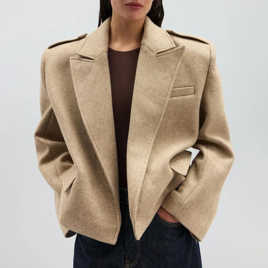 Maisey בלייזר צמר אופנתי לאפל גזרה רחבה