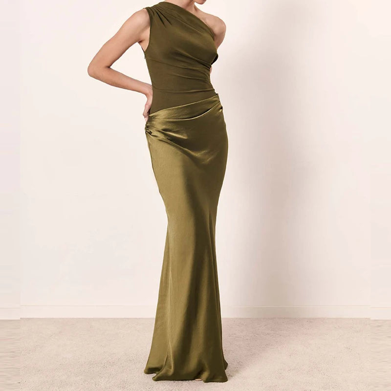 Erica שמלת מקסי סאטן אלגנטית