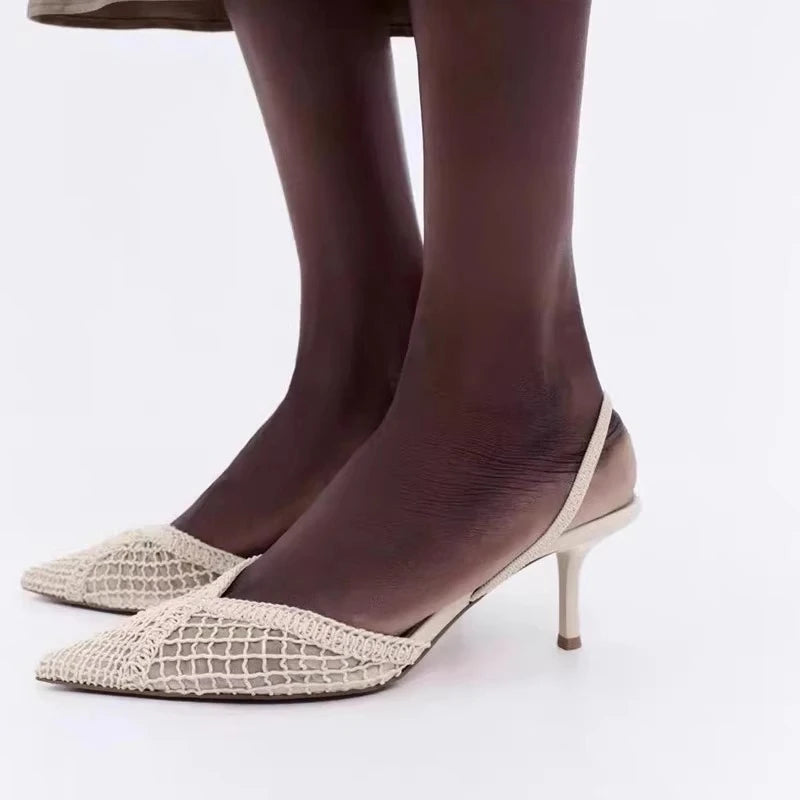 Bonilla נעלי עקב מחודדות רשת סלינגבק