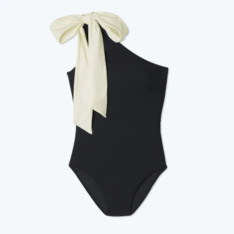 Polly בגד ים כתף אחת עם פפיון