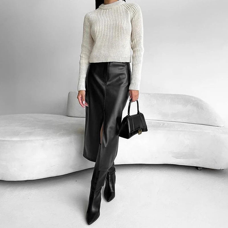 Diana חצאית מידי עור מלאכותי