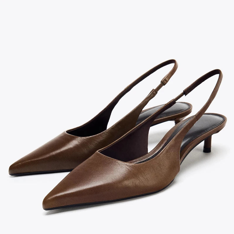 Milo נעלי עקב מחודדות מעור חום