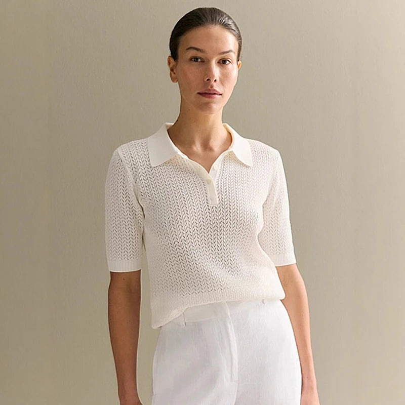 Ross חולצת סריג קייצית עם צווארון