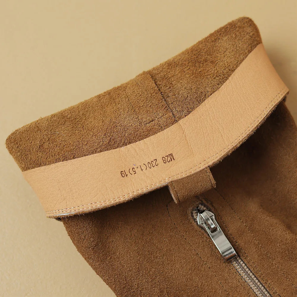 Warren מגפי ברך זמש בסגנון מערבוני עם רוכסן