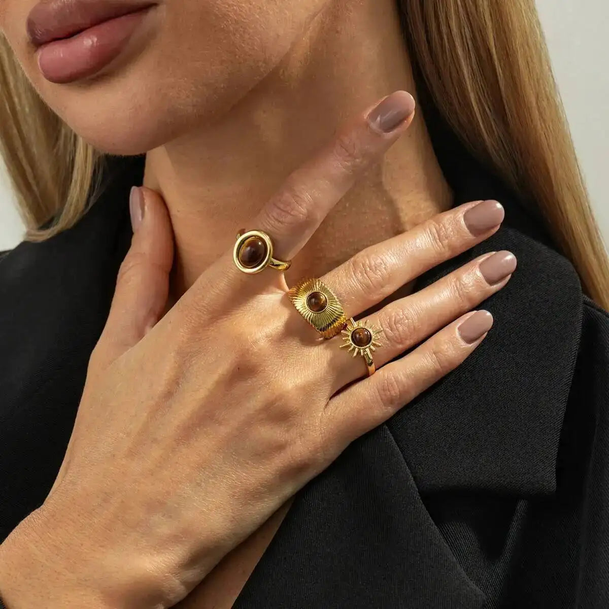 Bravon סט טבעות אבן