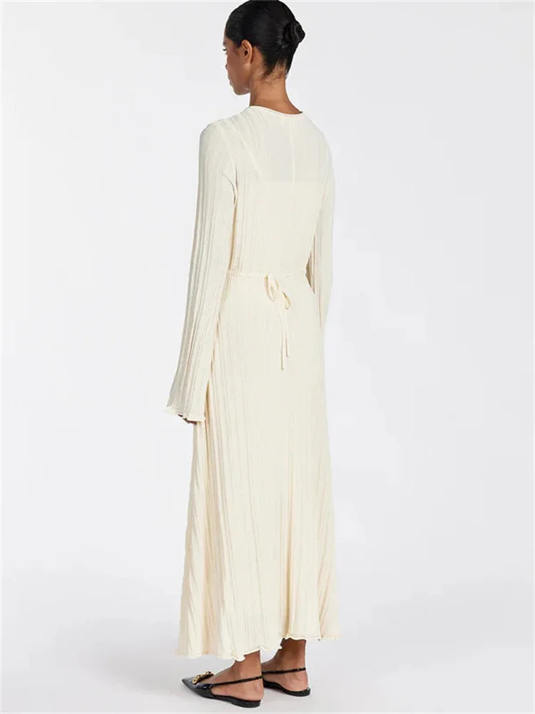 Keaton שמלת מקסי סרוגה צמודה עם שרוול ארוך