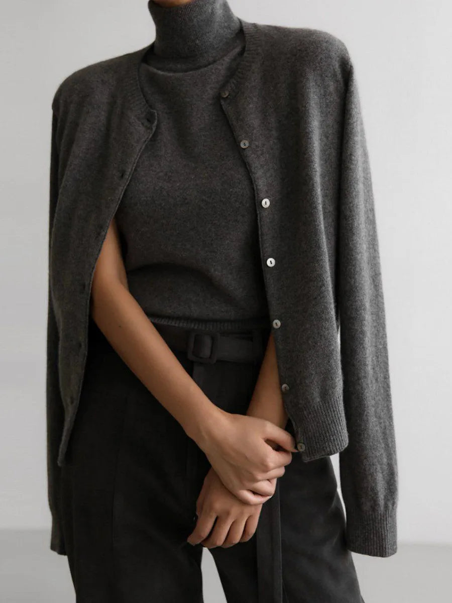 Byrne סט סריג גולף וקרדיגן אלגנטי Outlet