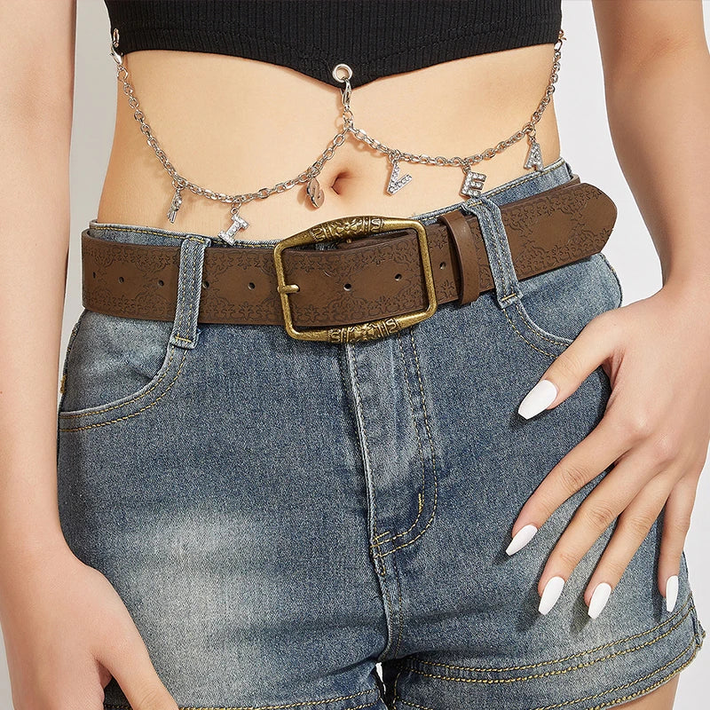 Finnian חגורה בסגנון רטרו אתני עם אבזם ברונזה