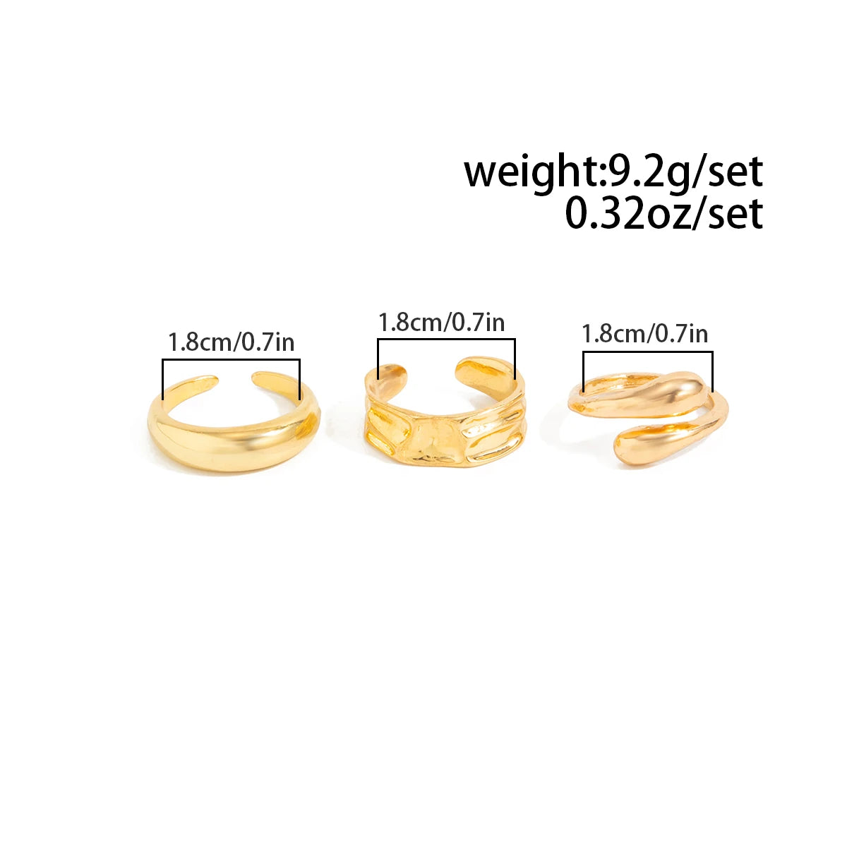 Lunara סט טבעות בעיצוב פיסולי