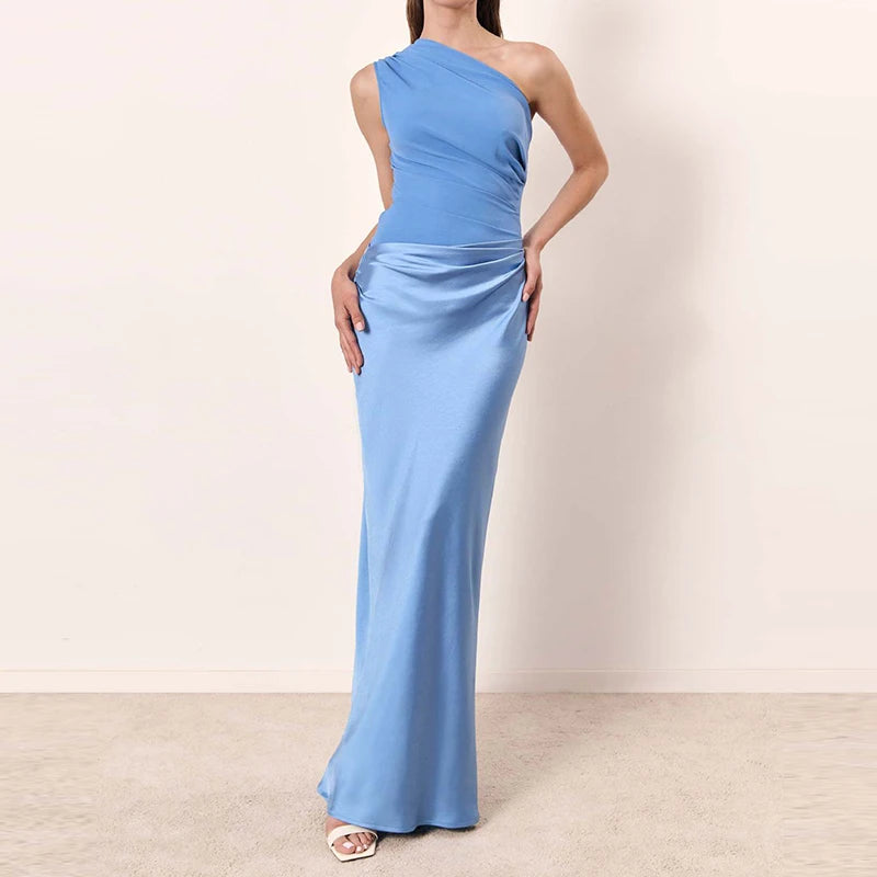 Erica שמלת מקסי סאטן אלגנטית